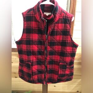 Plaid Red and Black Women's Vest